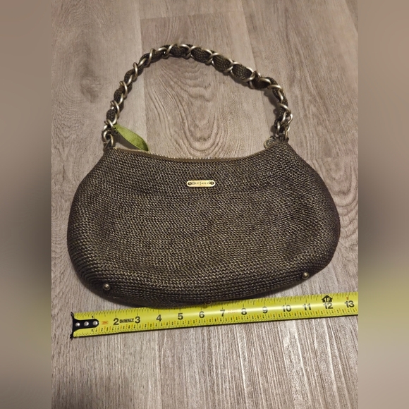 Eric Javits Brown Woven Shoulder Bag with Chain Strap - Picture 5 of 8